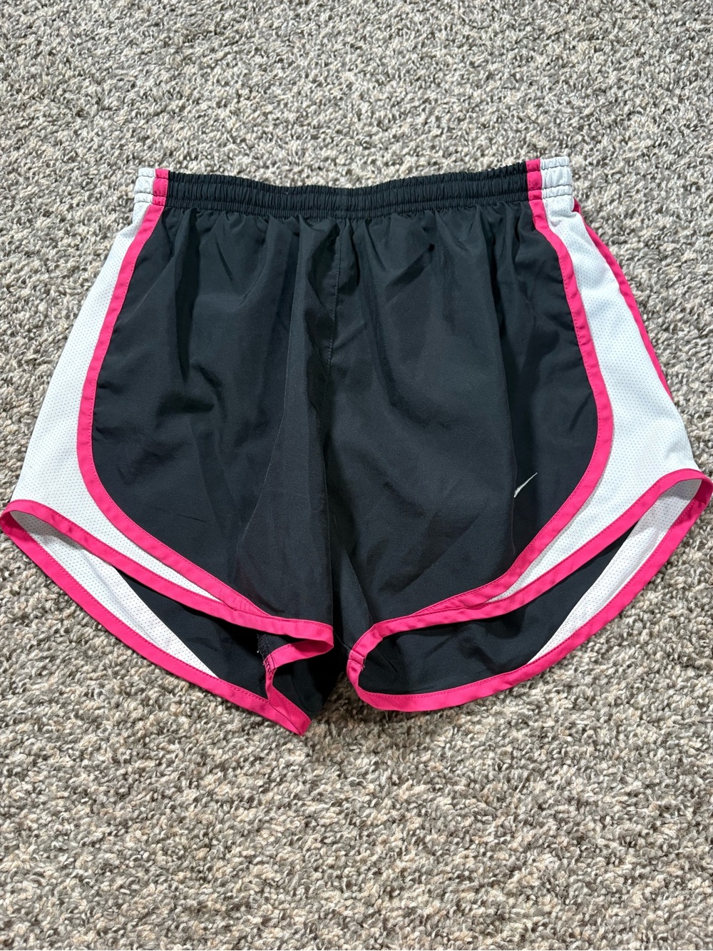 Nike Black Athletic Shorts with Pink Trim and White Panels